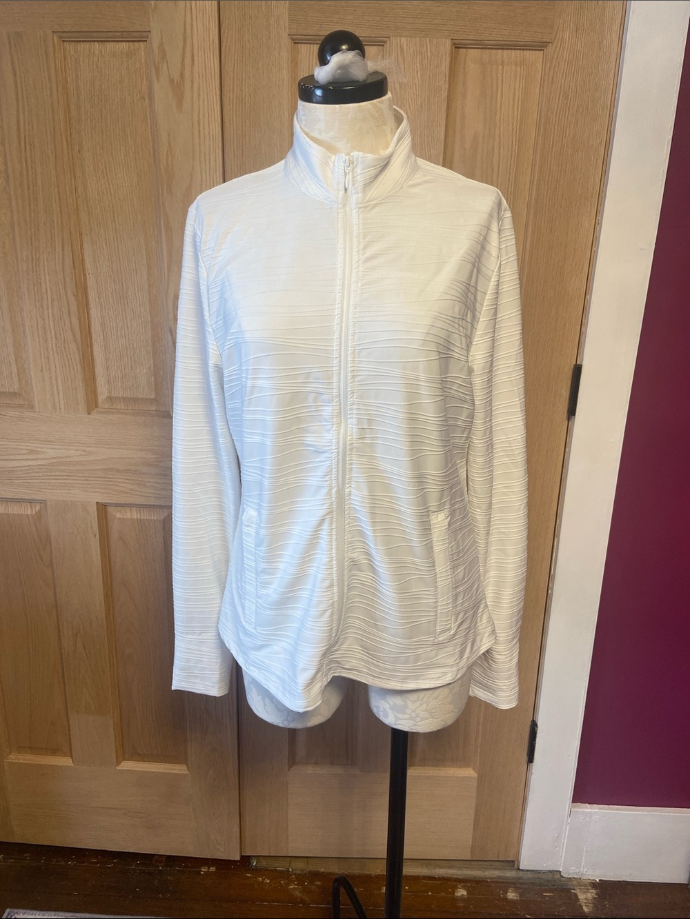 Tommy Bahama White Textured Zip-Front Jacket